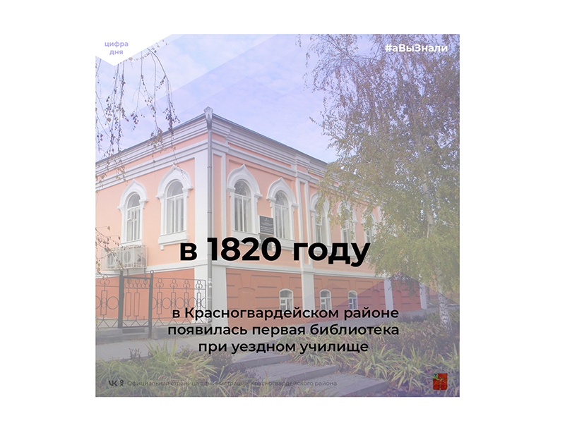 #аВыЗнали, что первая библиотека в Красногвардейском районе появилась в 1820 году в Бирюче при уездном училище?