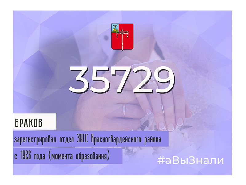 #аВыЗнали, что 35729 браков зарегистрировал отдел ЗАГС Красногвардейского района с 1926 года (с момента образования)?