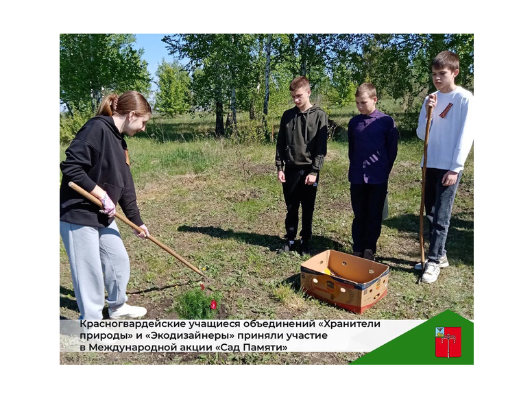 Красногвардейские учащиеся объединений «Хранители природы» и «Экодизайнеры» приняли участие в Международной акции «Сад Памяти».