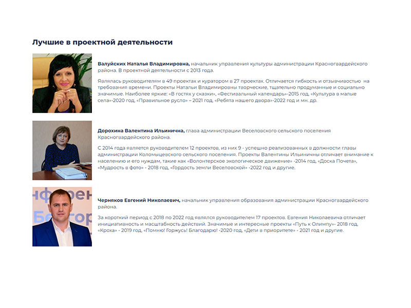 Реализация муниципального проекта «Развитие проектного управления в администрации Красногвардейского района в 2022 году»