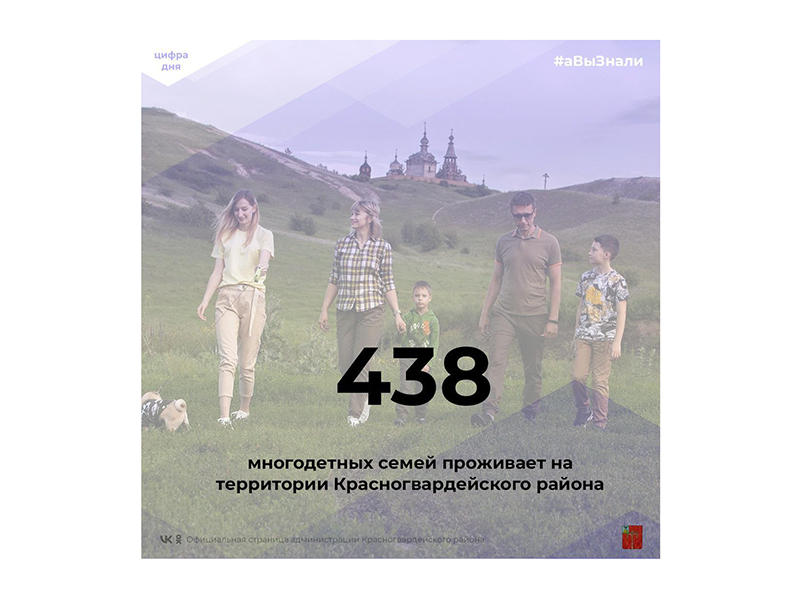#аВыЗнали, что на территории Красногвардейского района проживает 438 многодетных семей, в которых воспитывается 1456 детей?