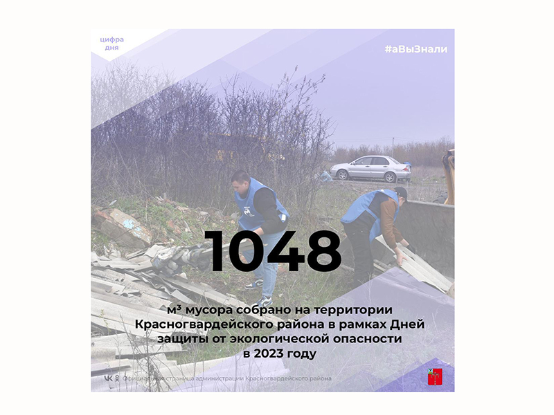 #аВыЗнали, что 1048 м³ мусора собрано на территории Красногвардейского района в рамках Дней защиты от экологической опасности в 2023 году?