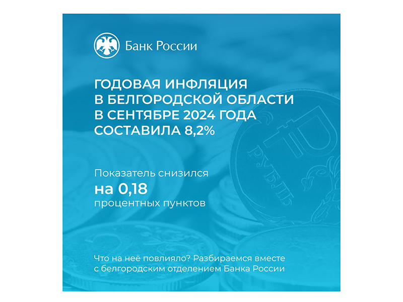 Инфляция в Белгородской области уменьшилась до 8,2%.