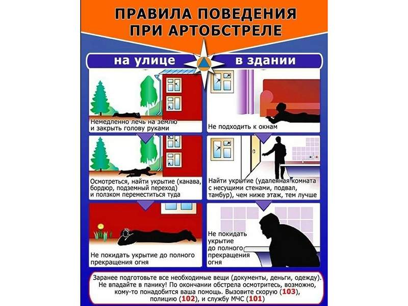 Рекомендации по правилам поведения при артобстреле и угрозе с воздуха.