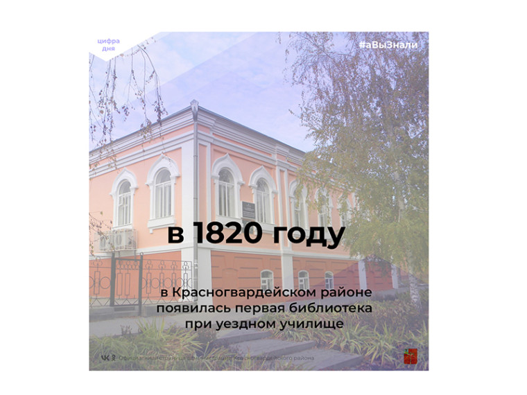 #аВыЗнали, что первая библиотека в Красногвардейском районе появилась в 1820 году в Бирюче при уездном училище?.