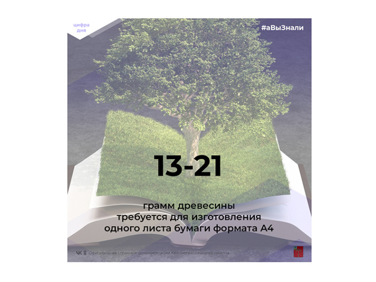 #аВыЗнали, что для изготовления одного листа бумаги формата А4 требуется 13-21 грамм древесины?.