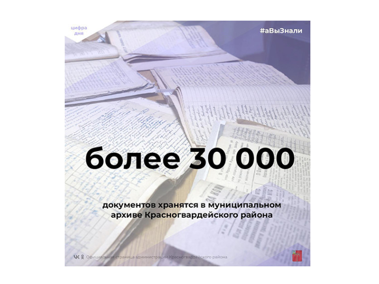 #аВыЗнали, что более 30 тыс. документов хранятся в муниципальном архиве Красногвардейского района?.