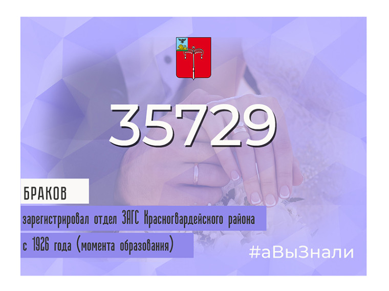 #аВыЗнали, что 35729 браков зарегистрировал отдел ЗАГС Красногвардейского района с 1926 года (с момента образования)?.