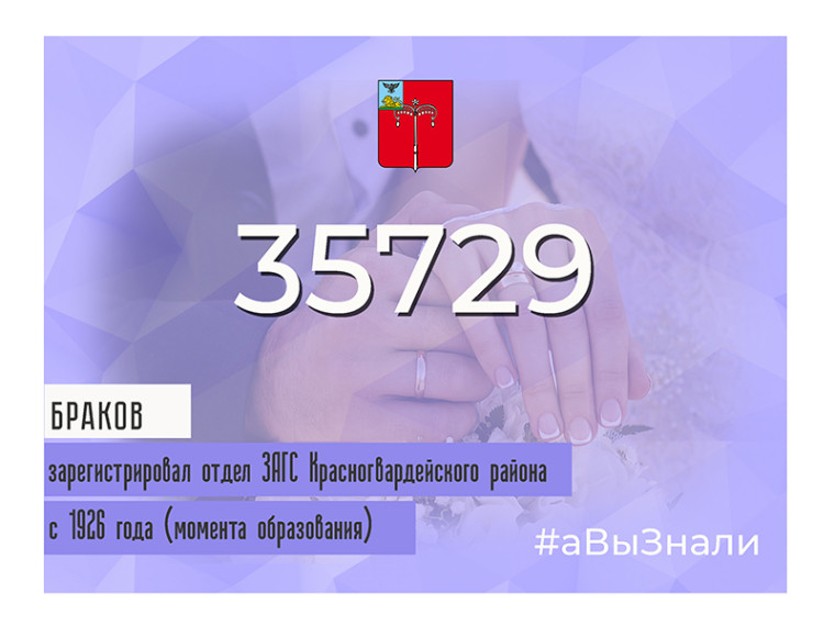 #аВыЗнали, что 35729 браков зарегистрировал отдел ЗАГС Красногвардейского района с 1926 года (с момента образования)?. #аВыЗнали, что 35729 браков зарегистрировал отдел ЗАГС Красногвардейского района с 1926 года (с момента образования)?.