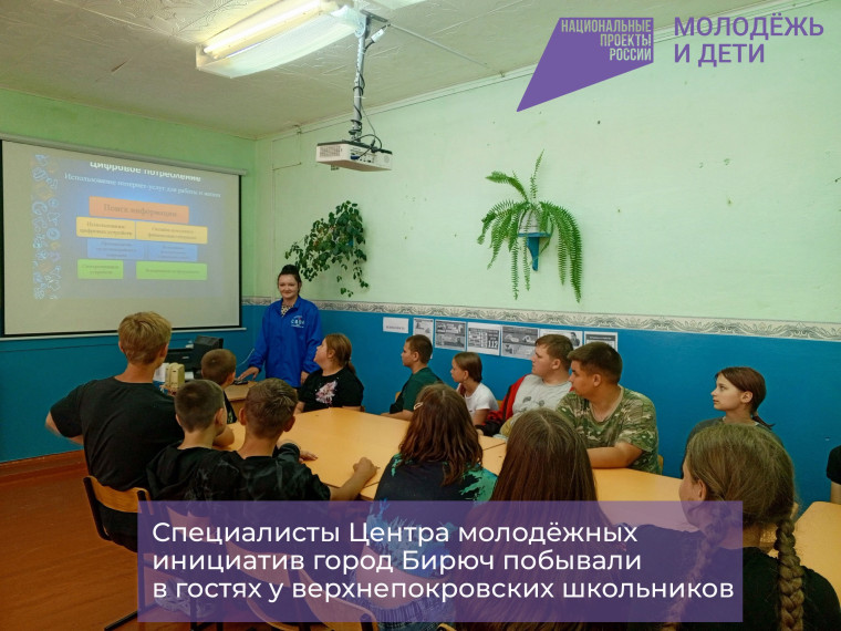 Специалисты Центра молодёжных инициатив город Бирюч побывали в гостях у верхнепокровских школьников. Специалисты Центра молодёжных инициатив город Бирюч побывали в гостях у верхнепокровских школьников.